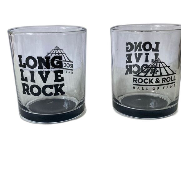 ROCK AND ROLL Hall of Fame Long Live Rock Pair of Rocks Drinking Glasses - Picture 4 of 8